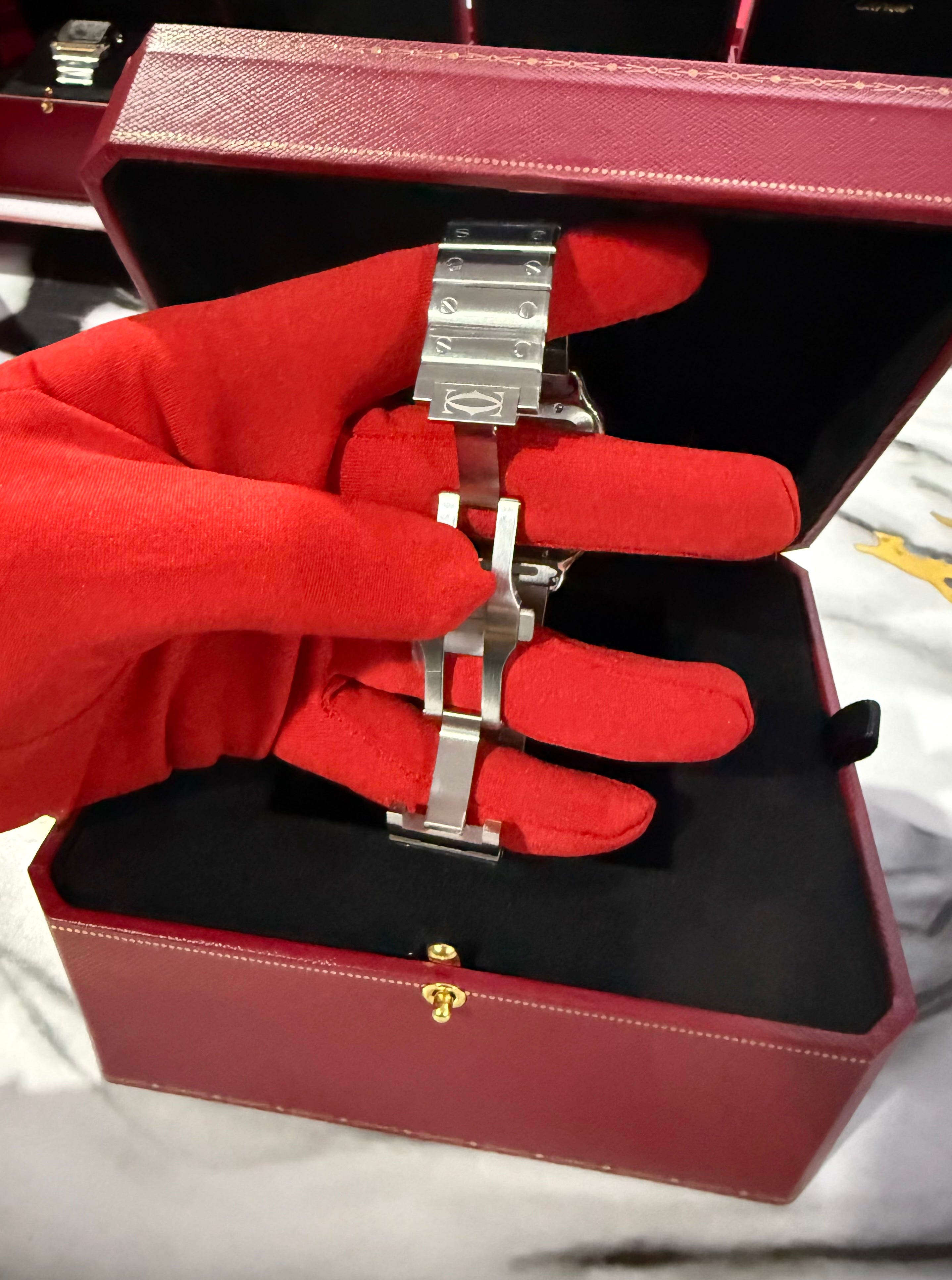 Reloj Santos De Cartier Large Esfera con Diamantes de laboratorio Moissanitas