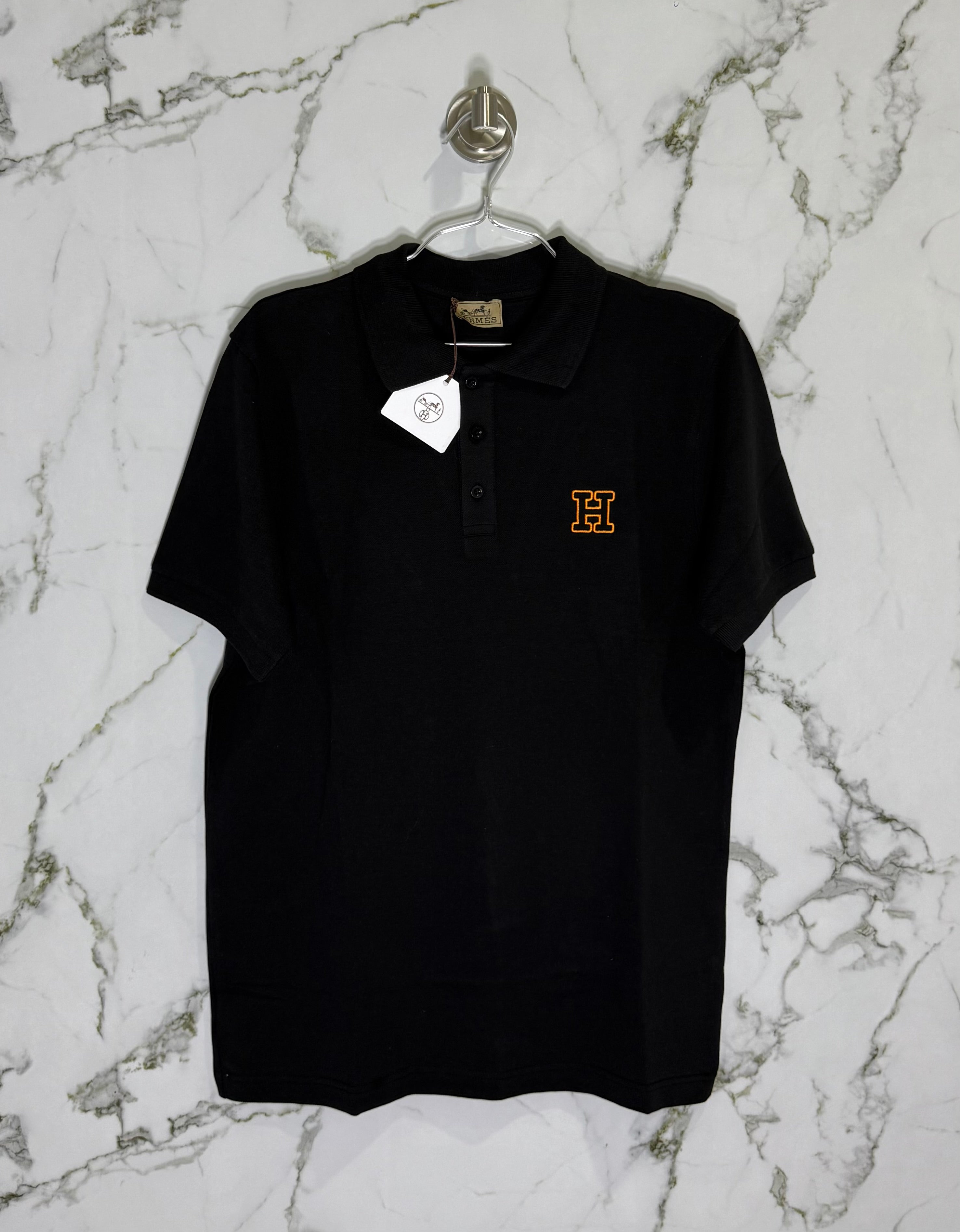 HERMES Tipo Polo Algodon Negro
